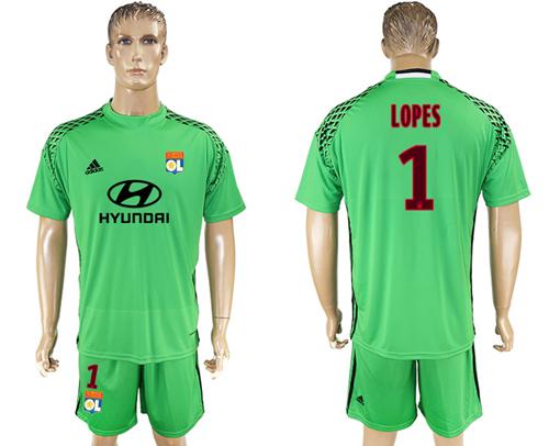 Lyon #1 Lopes Green Goalkeeper Soccer Club Jersey - Click Image to Close